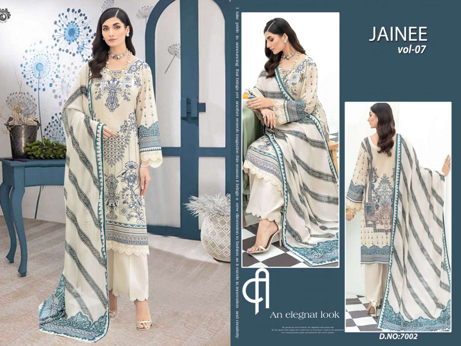 Jainee Vol-7 By Agha Noor 7001 To 7006 Series Beautiful Suits Colorful Stylish Fancy Casual Wear & Ethnic Wear Lawn Cotton Print Dresses At Wholesale Price