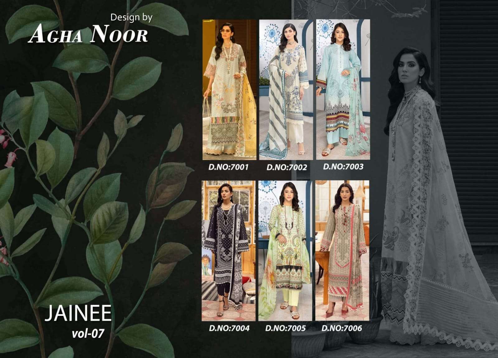 Jainee Vol-7 By Agha Noor 7001 To 7006 Series Beautiful Suits Colorful Stylish Fancy Casual Wear & Ethnic Wear Lawn Cotton Print Dresses At Wholesale Price