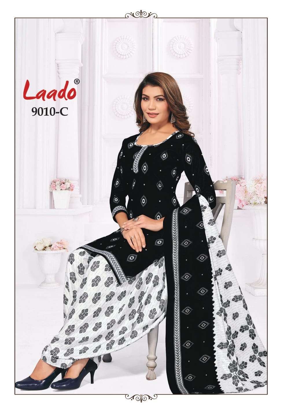 Black And White By Laado 9010-A To 9010-H Series Beautiful Suits Colorful Stylish Fancy Casual Wear & Ethnic Wear Cotton Print Dresses At Wholesale Price