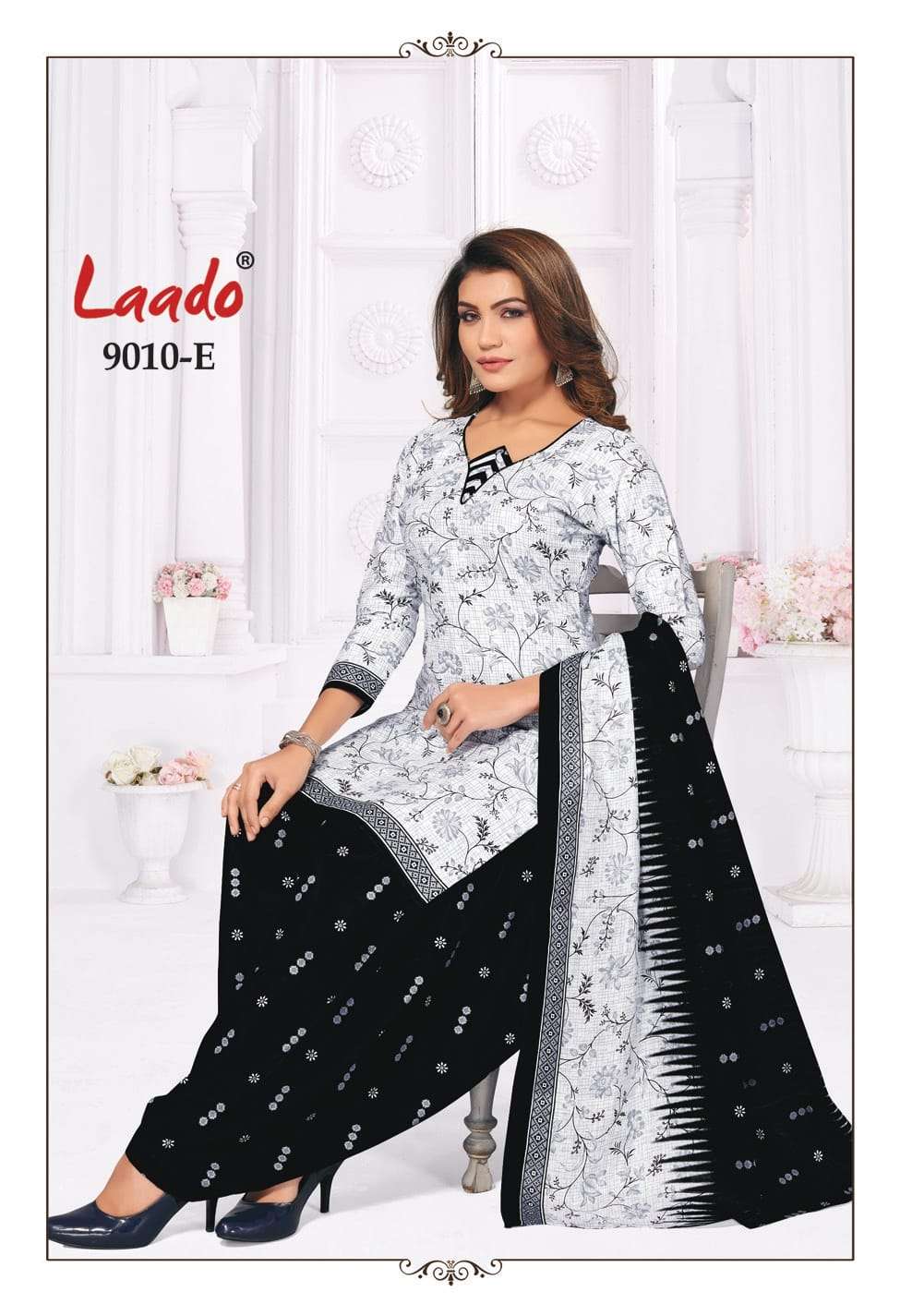 Black And White By Laado 9010-A To 9010-H Series Beautiful Suits Colorful Stylish Fancy Casual Wear & Ethnic Wear Cotton Print Dresses At Wholesale Price