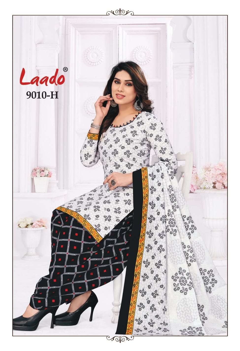 Black And White By Laado 9010-A To 9010-H Series Beautiful Suits Colorful Stylish Fancy Casual Wear & Ethnic Wear Cotton Print Dresses At Wholesale Price