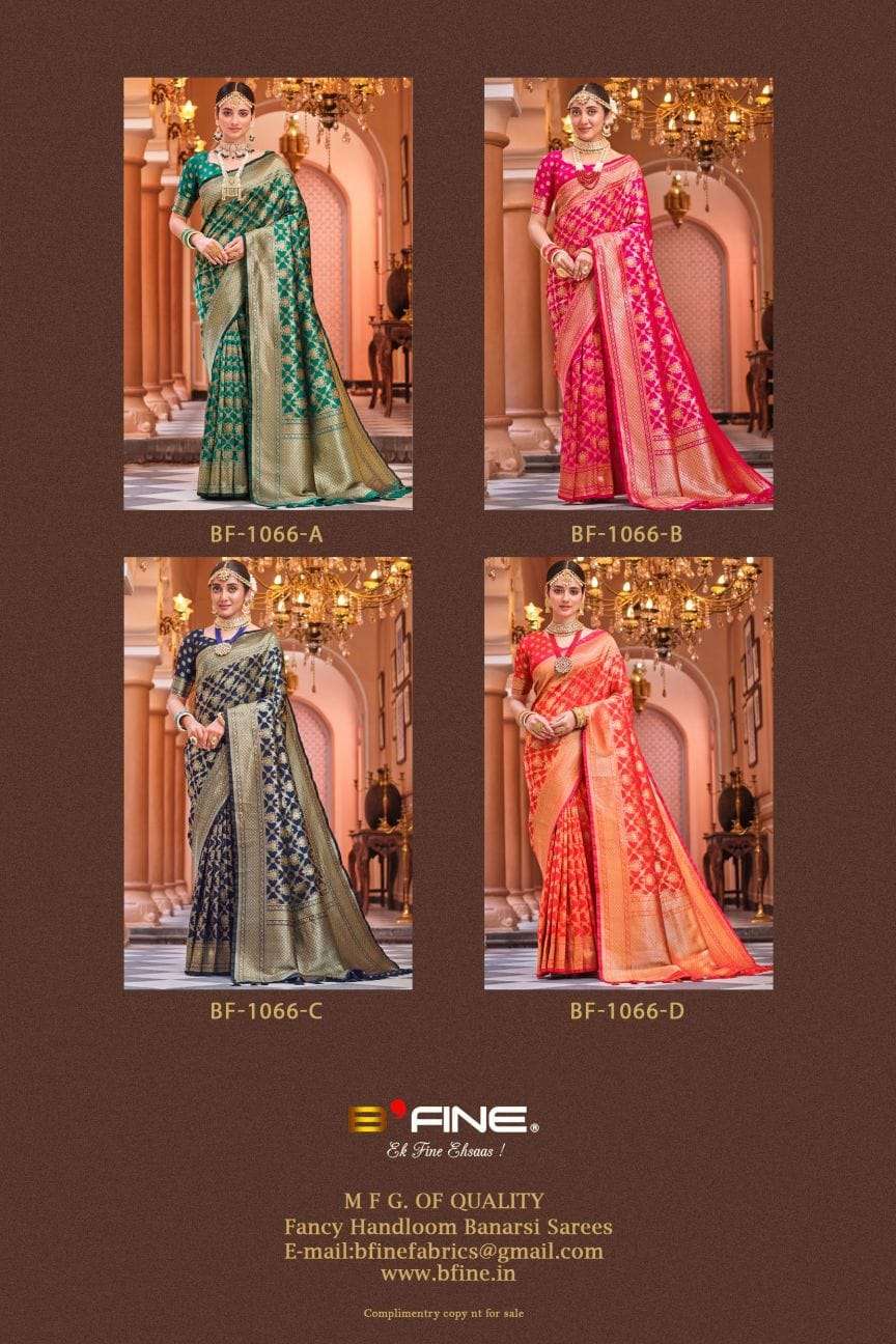 Sanika By Bfine 1066-A To 1066-D Series Indian Traditional Wear Collection Beautiful Stylish Fancy Colorful Party Wear & Occasional Wear Silk Sarees At Wholesale Price
