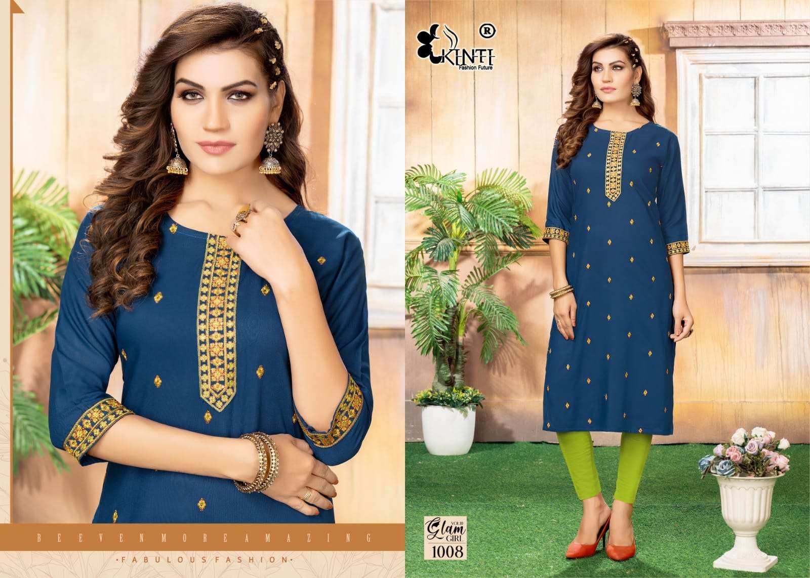 Glam Girl Vol-10 By Kinti 1001 To 1008 Series Designer Stylish Fancy Colorful Beautiful Party Wear & Ethnic Wear Collection Heavy Rayon Embroidered Kurtis At Wholesale Price