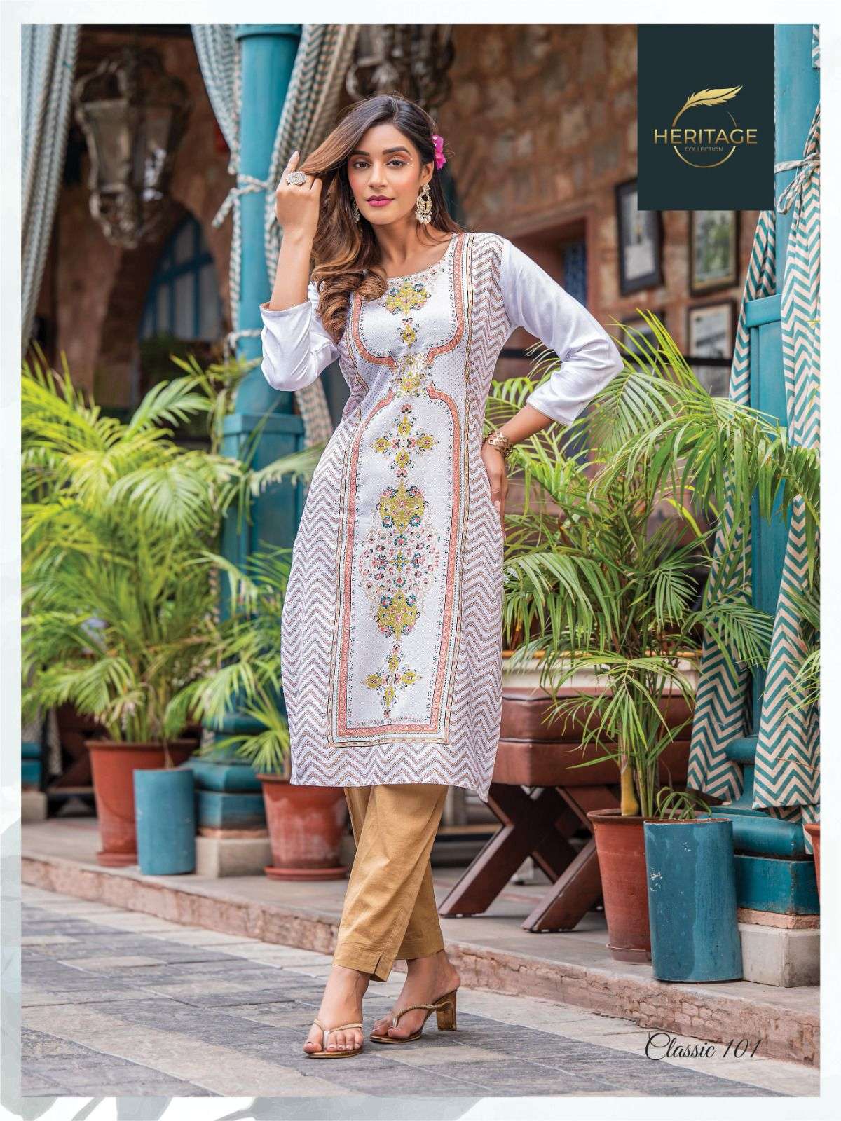 Classic By Heritage 101 To 108 Series Designer Stylish Fancy Colorful Beautiful Party Wear & Ethnic Wear Collection Rayon Slub Kurtis At Wholesale Price