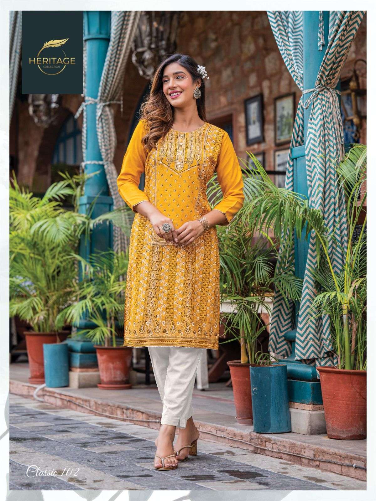 Classic By Heritage 101 To 108 Series Designer Stylish Fancy Colorful Beautiful Party Wear & Ethnic Wear Collection Rayon Slub Kurtis At Wholesale Price