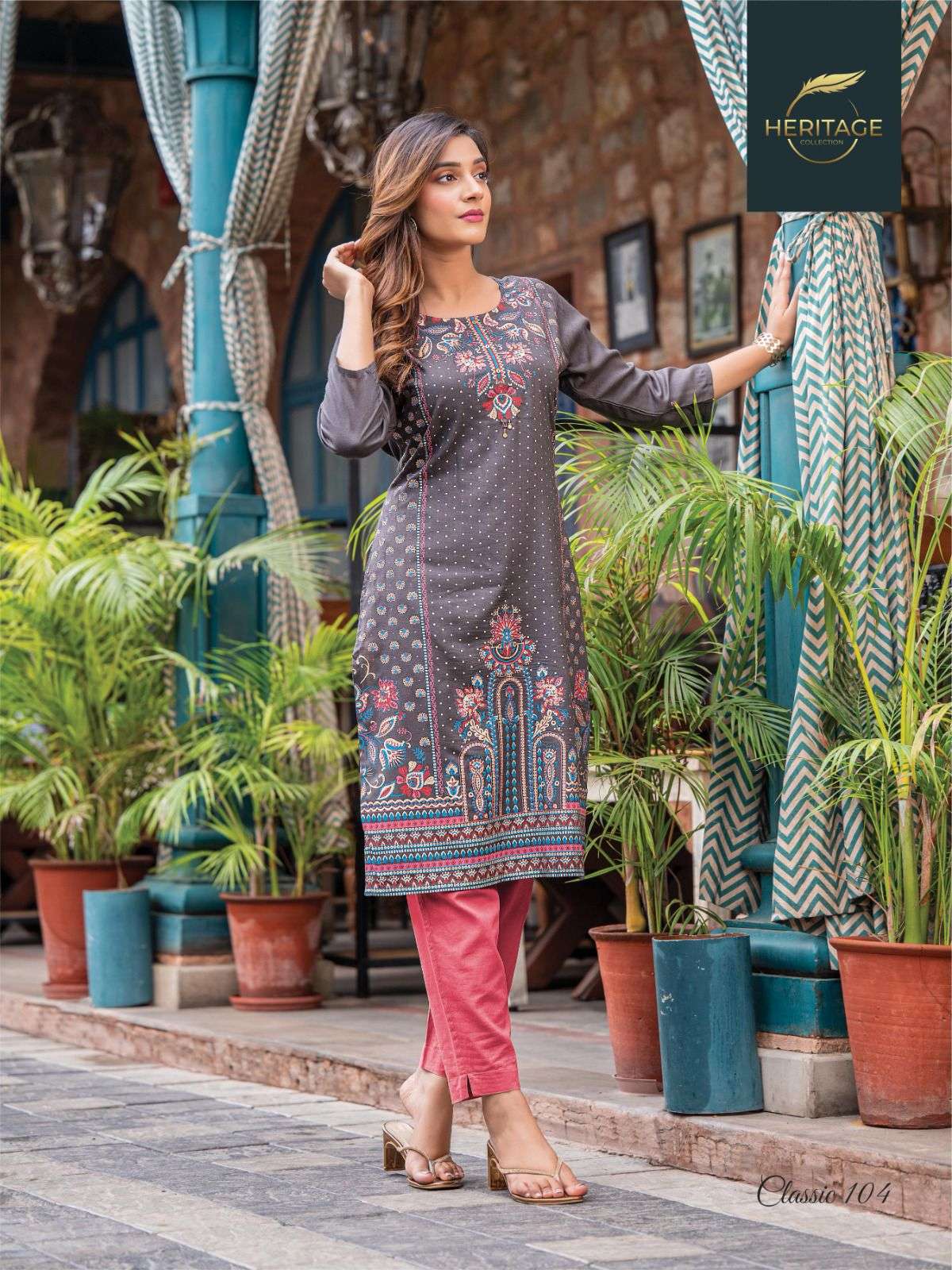 Classic By Heritage 101 To 108 Series Designer Stylish Fancy Colorful Beautiful Party Wear & Ethnic Wear Collection Rayon Slub Kurtis At Wholesale Price
