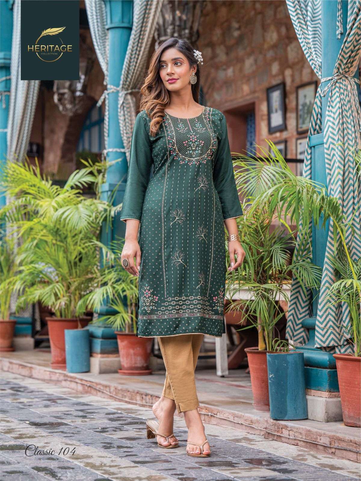 Classic By Heritage 101 To 108 Series Designer Stylish Fancy Colorful Beautiful Party Wear & Ethnic Wear Collection Rayon Slub Kurtis At Wholesale Price