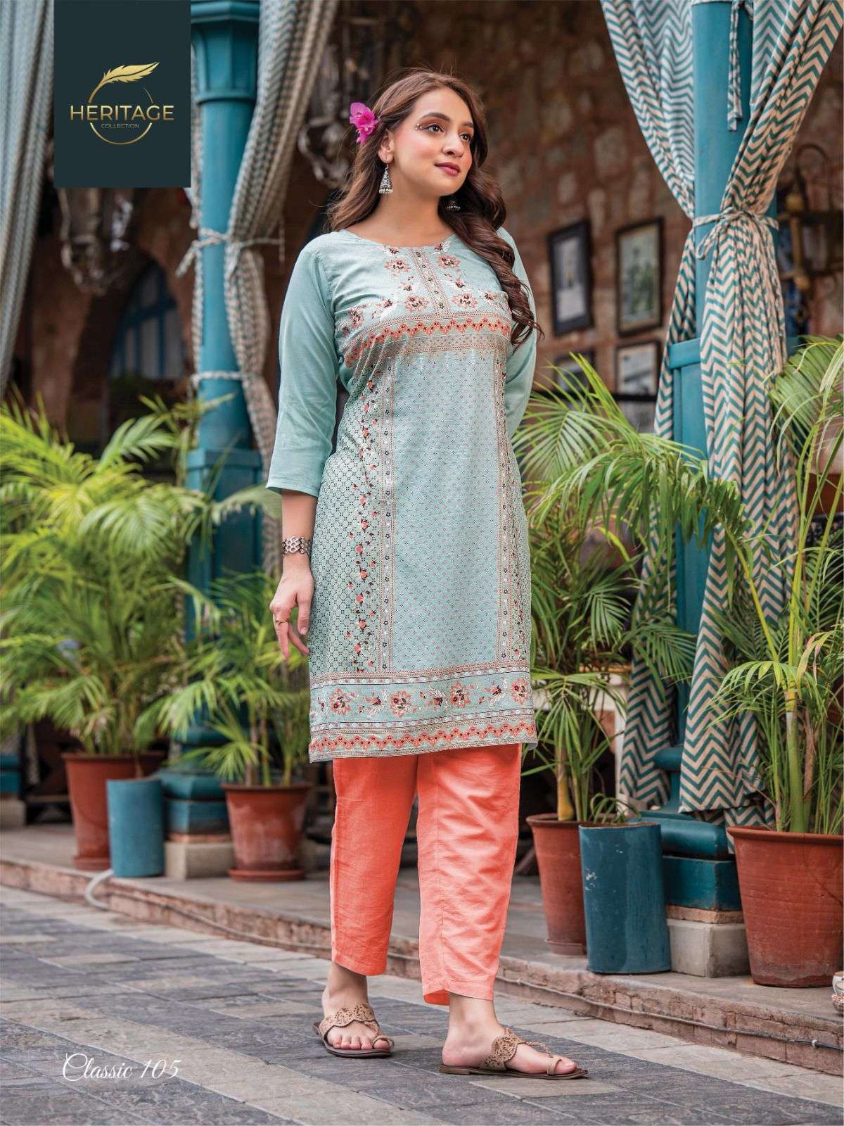 Classic By Heritage 101 To 108 Series Designer Stylish Fancy Colorful Beautiful Party Wear & Ethnic Wear Collection Rayon Slub Kurtis At Wholesale Price