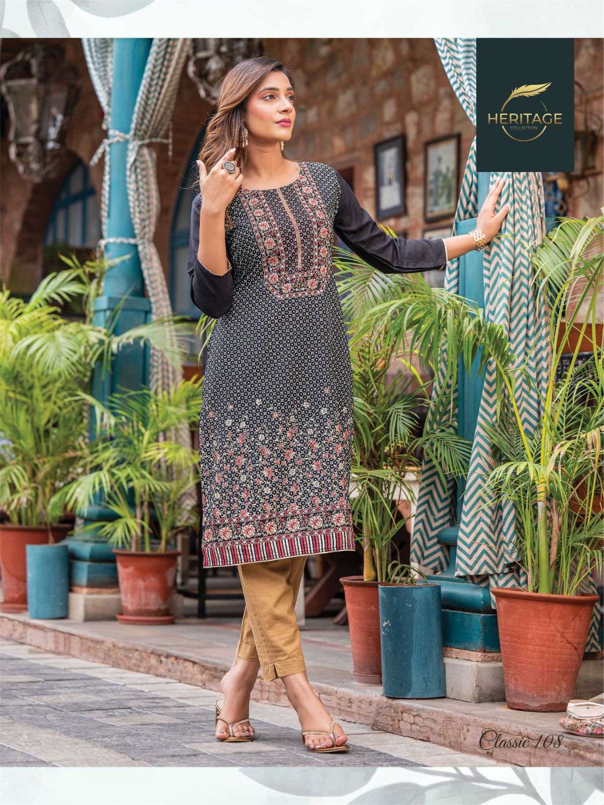 Classic By Heritage 101 To 108 Series Designer Stylish Fancy Colorful Beautiful Party Wear & Ethnic Wear Collection Rayon Slub Kurtis At Wholesale Price