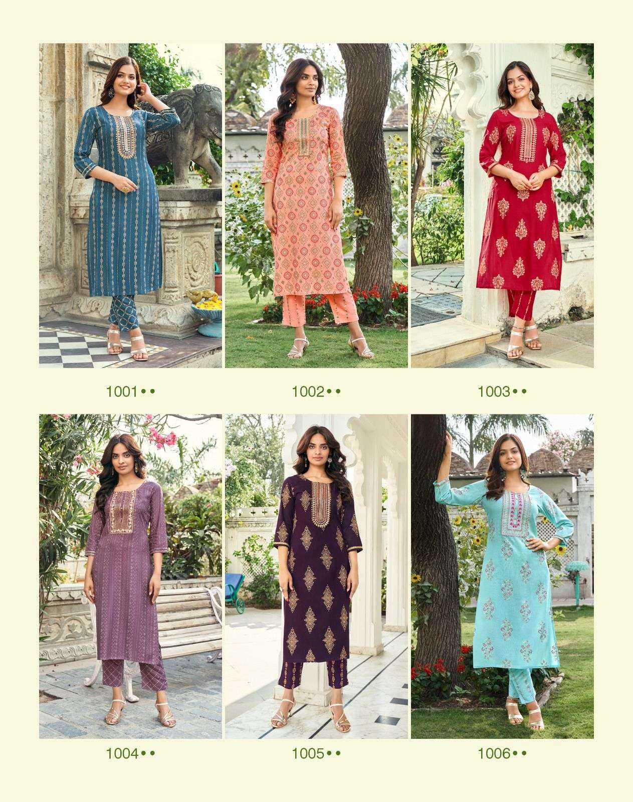 Zoori Vol-2 By Diya Trends 1001 To 1006 Series Beautiful Stylish Fancy Colorful Casual Wear & Ethnic Wear Rayon Gold Kurtis With Bottom At Wholesale Price