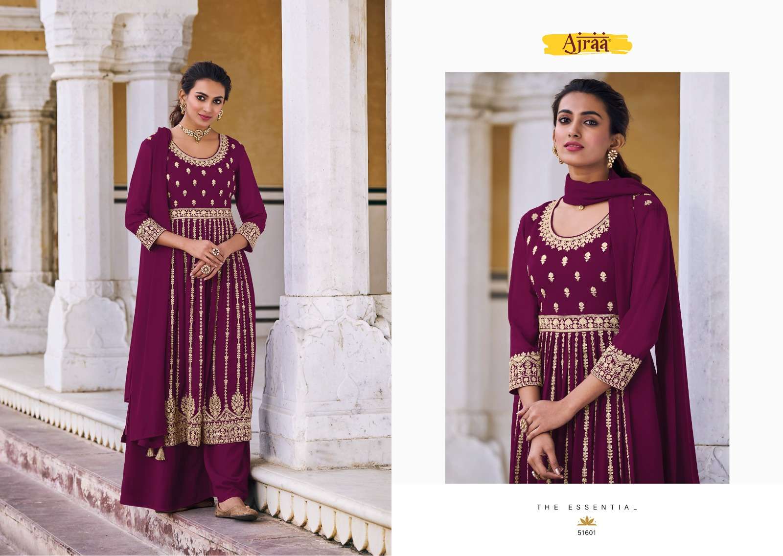 Hiva Vol-6 By Ajraa 51601 To 51605 Series Designer Festive Sharara Suits Collection Beautiful Stylish Fancy Colorful Party Wear & Occasional Wear Heavy Georgette Embroidered Dresses At Wholesale Price