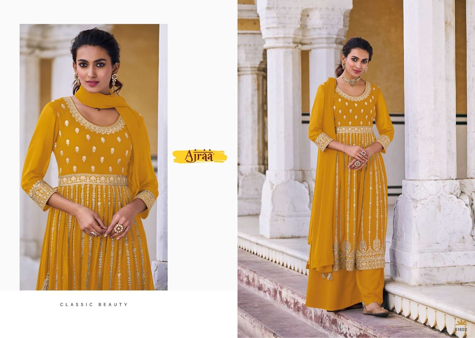 Hiva Vol-6 By Ajraa 51601 To 51605 Series Designer Festive Sharara Suits Collection Beautiful Stylish Fancy Colorful Party Wear & Occasional Wear Heavy Georgette Embroidered Dresses At Wholesale Price