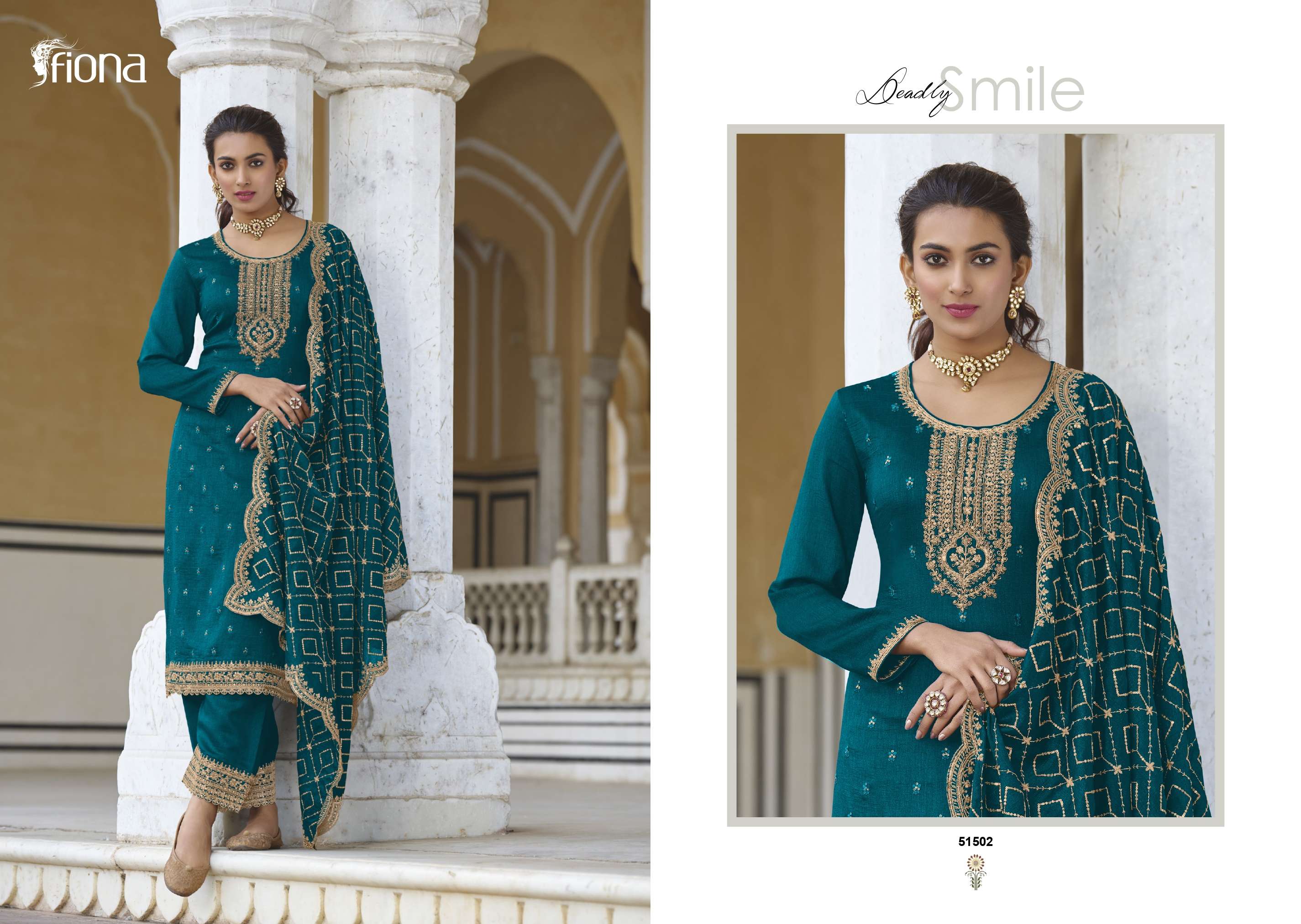 Gulrang By Fiona 51501 To 51505 Series Beautiful Festive Suits Colorful Stylish Fancy Casual Wear & Ethnic Wear Premium Silk Embroidered Dresses At Wholesale Price