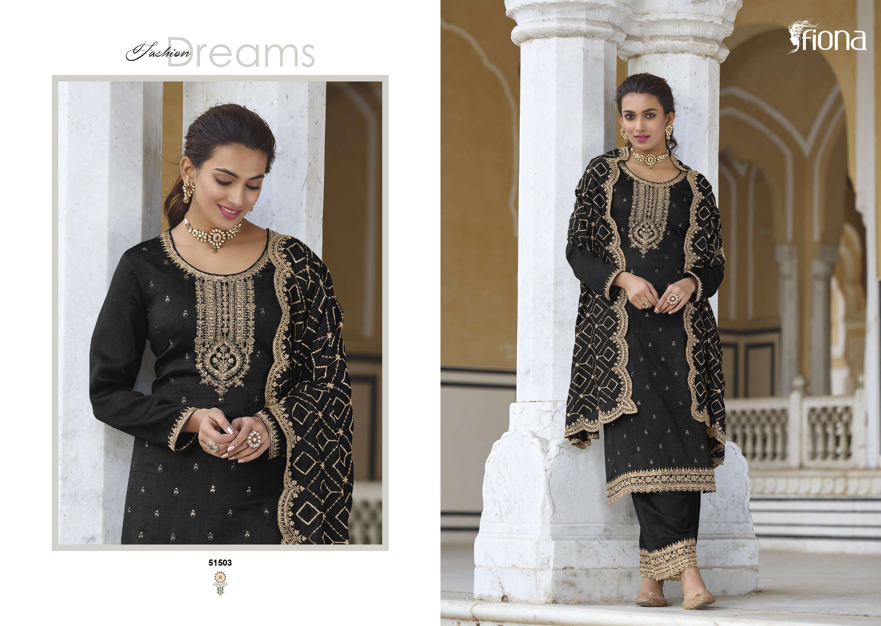 Gulrang By Fiona 51501 To 51505 Series Beautiful Festive Suits Colorful Stylish Fancy Casual Wear & Ethnic Wear Premium Silk Embroidered Dresses At Wholesale Price