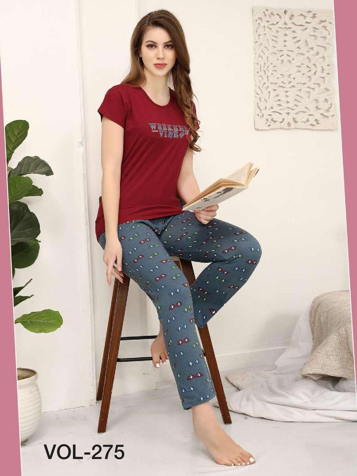 Vol-275-A By Fashion Talk 01 To 06 Series Beautiful Stylish Fancy Colorful Casual Wear & Ethnic Wear Hosiery Cotton Night Suits At Wholesale Price