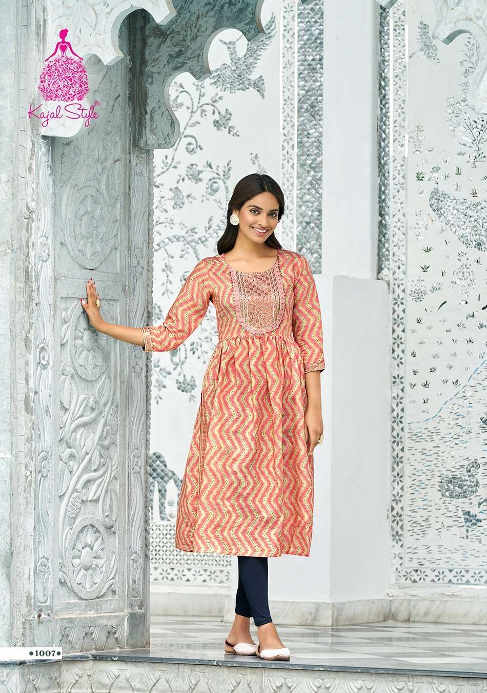 Kesariya Vol-1 By Kajal Style 1001 To 1008 Series Designer Stylish Fancy Colorful Beautiful Party Wear & Ethnic Wear Collection Chanderi Print Kurtis At Wholesale Price