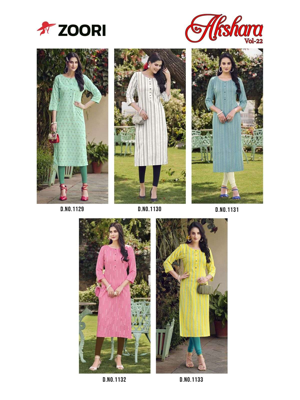 Akshara Vol-22 By Zoori 1129 To 1133 Series Designer Stylish Fancy Colorful Beautiful Party Wear & Ethnic Wear Collection Rayon Print Kurtis At Wholesale Price