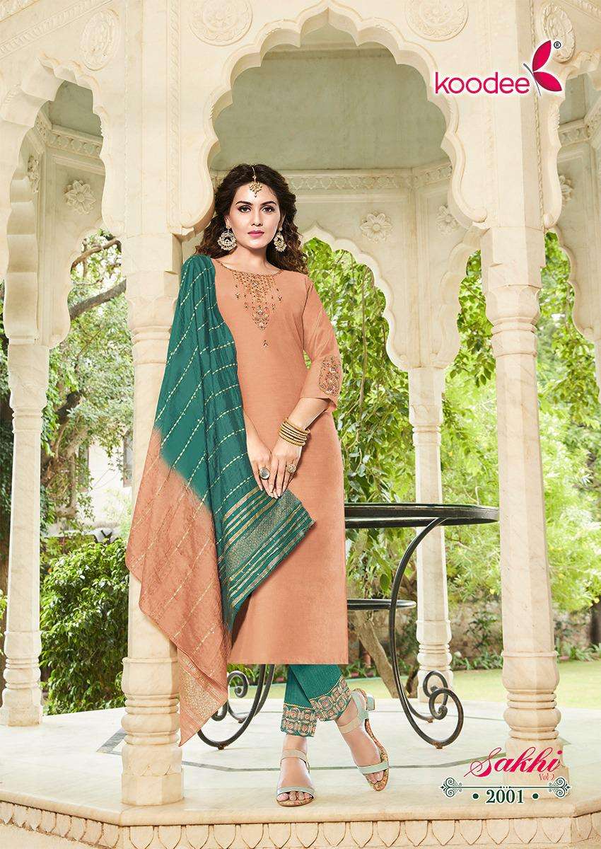 Sakhi Vol-2 By Koodee 2001 To 2006 Series Designer Festive Suits Collection Beautiful Stylish Fancy Colorful Party Wear & Occasional Wear Chanderi Dresses At Wholesale Price