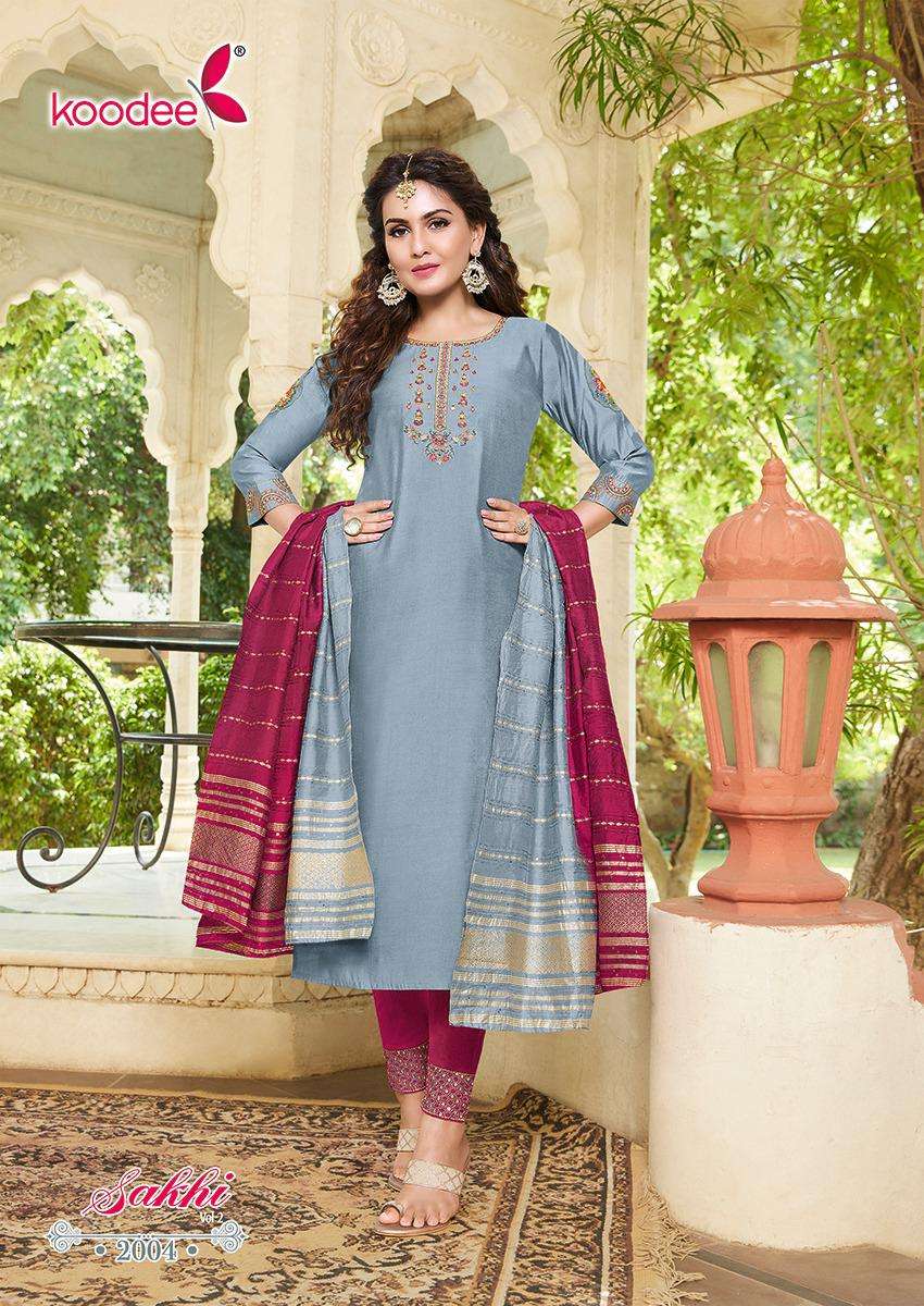 Sakhi Vol-2 By Koodee 2001 To 2006 Series Designer Festive Suits Collection Beautiful Stylish Fancy Colorful Party Wear & Occasional Wear Chanderi Dresses At Wholesale Price