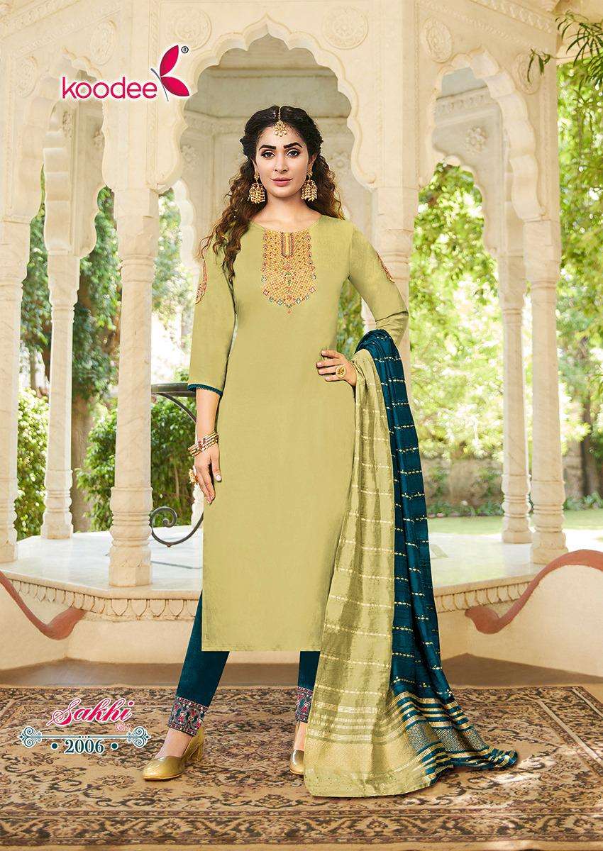 Sakhi Vol-2 By Koodee 2001 To 2006 Series Designer Festive Suits Collection Beautiful Stylish Fancy Colorful Party Wear & Occasional Wear Chanderi Dresses At Wholesale Price