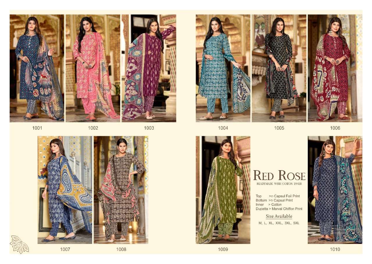 Red Rose By Rani Fashion 1001 To 1010 Series Festive Suits Beautiful Fancy Colorful Stylish Party Wear & Occasional Wear Cotton Print Dresses At Wholesale Price