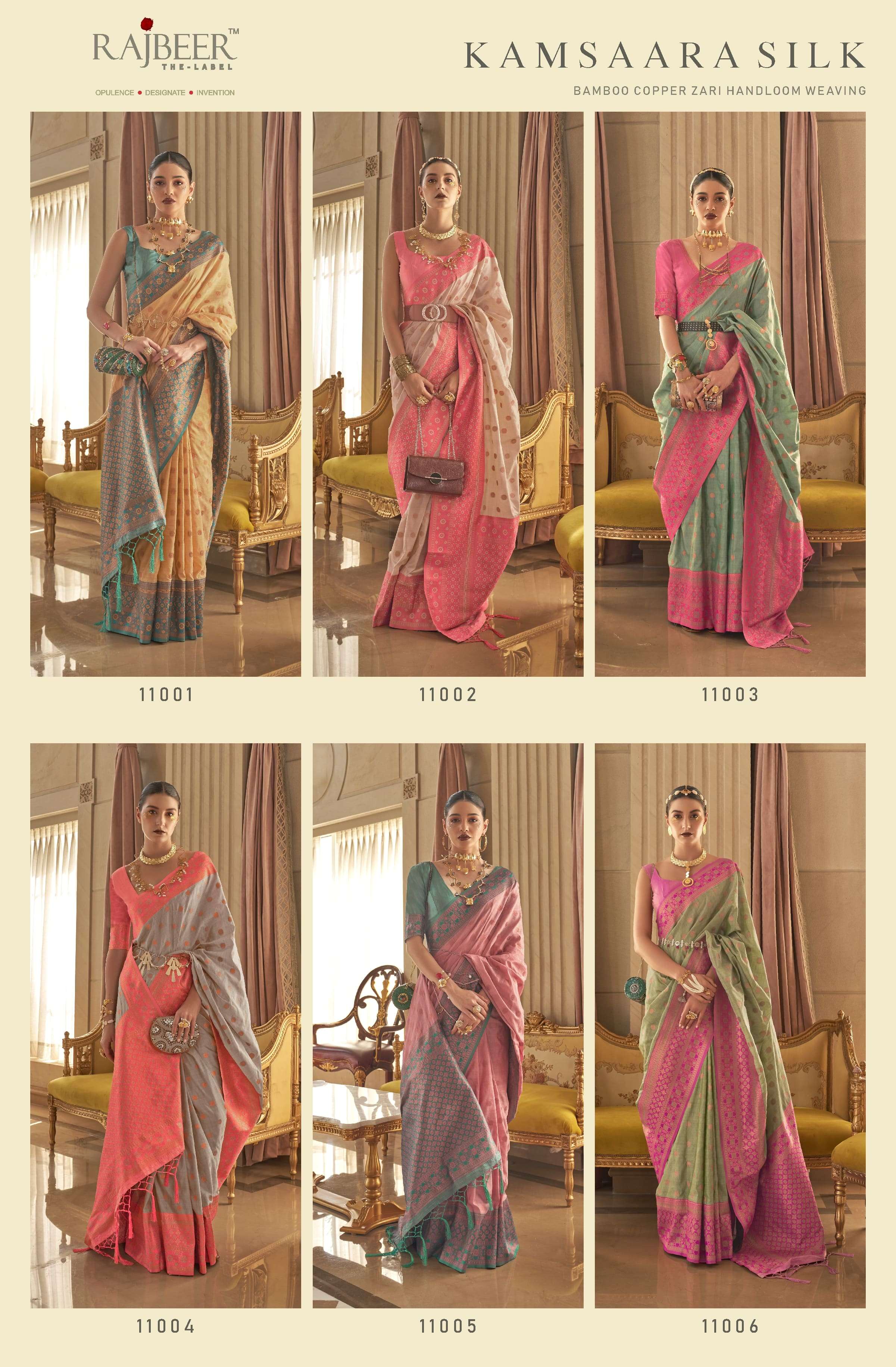Kamsaara Silk By Rajbeer 11001 To 11006 Series Indian Traditional Wear Collection Beautiful Stylish Fancy Colorful Party Wear & Occasional Wear Silk Sarees At Wholesale Price