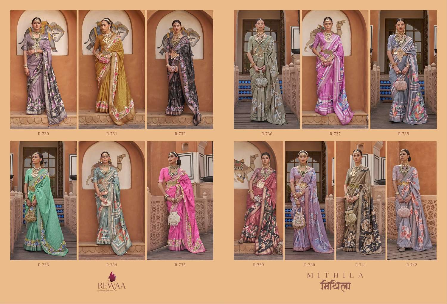 Mithila By Rewaa 730 To 742 Series Indian Traditional Wear Collection Beautiful Stylish Fancy Colorful Party Wear & Occasional Wear Patola Silk Sarees At Wholesale Price