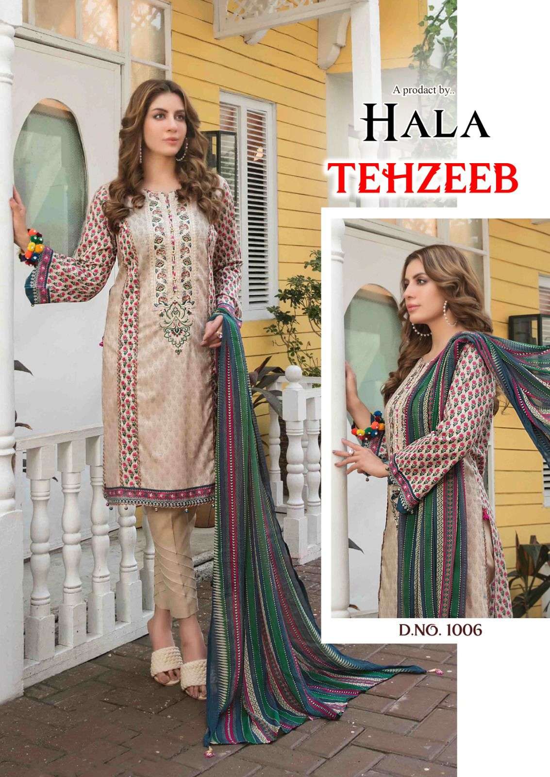 Tehzeeb By Hala 1001 To 1006 Series Beautiful Suits Colorful Stylish Fancy Casual Wear & Ethnic Wear Pure Cambric Cotton Print Dresses At Wholesale Price