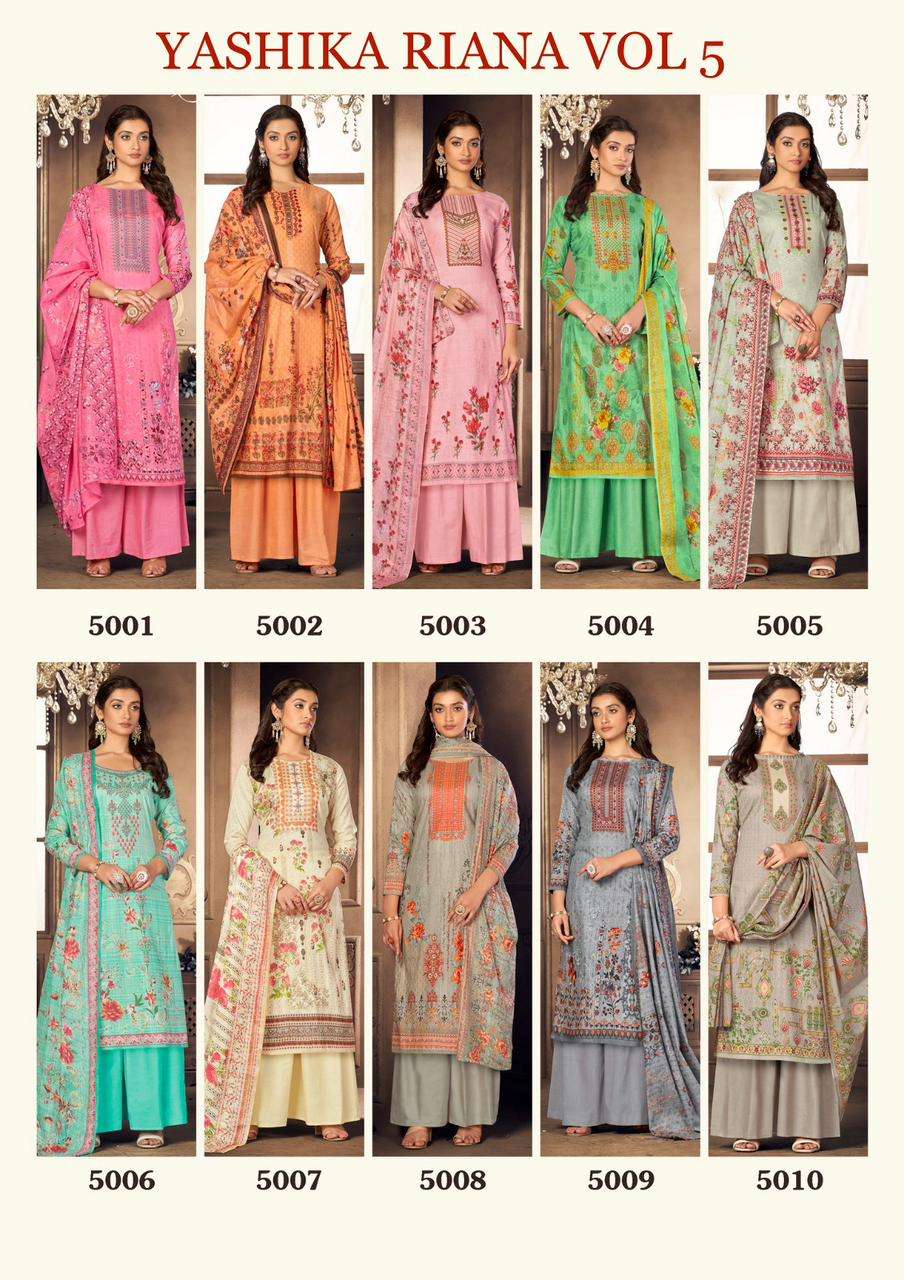 Riana Vol-5 By Yashika Trends 5001 To 5010 Series Beautiful Suits Colorful Stylish Fancy Casual Wear & Ethnic Wear Pure Lawn Print Dresses At Wholesale Price