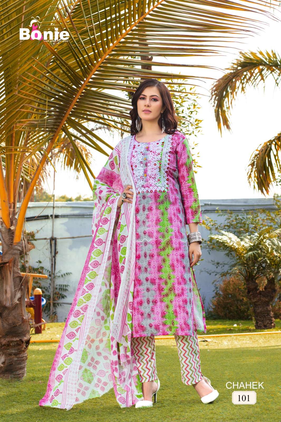 Chahek By Bonie 101 To 106 Series Beautiful Stylish Suits Fancy Colorful Casual Wear & Ethnic Wear & Ready To Wear Pure Cotton With Work Dresses At Wholesale Price