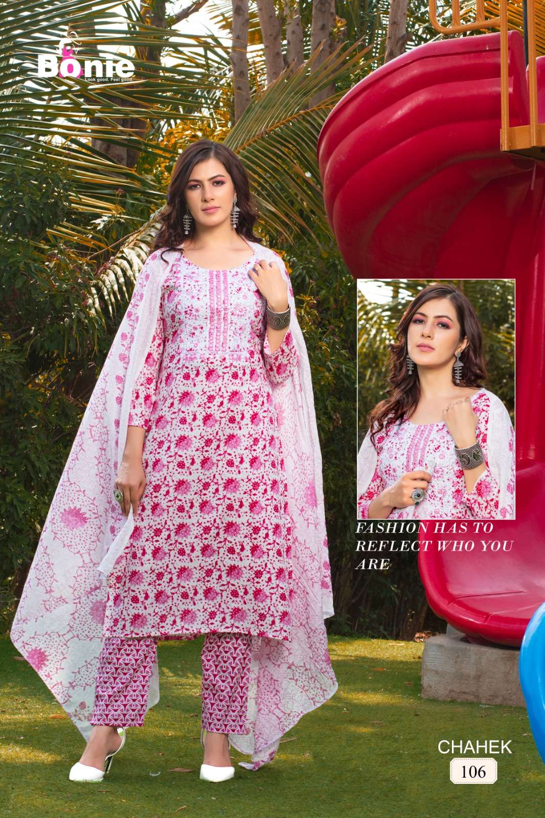 Chahek By Bonie 101 To 106 Series Beautiful Stylish Suits Fancy Colorful Casual Wear & Ethnic Wear & Ready To Wear Pure Cotton With Work Dresses At Wholesale Price
