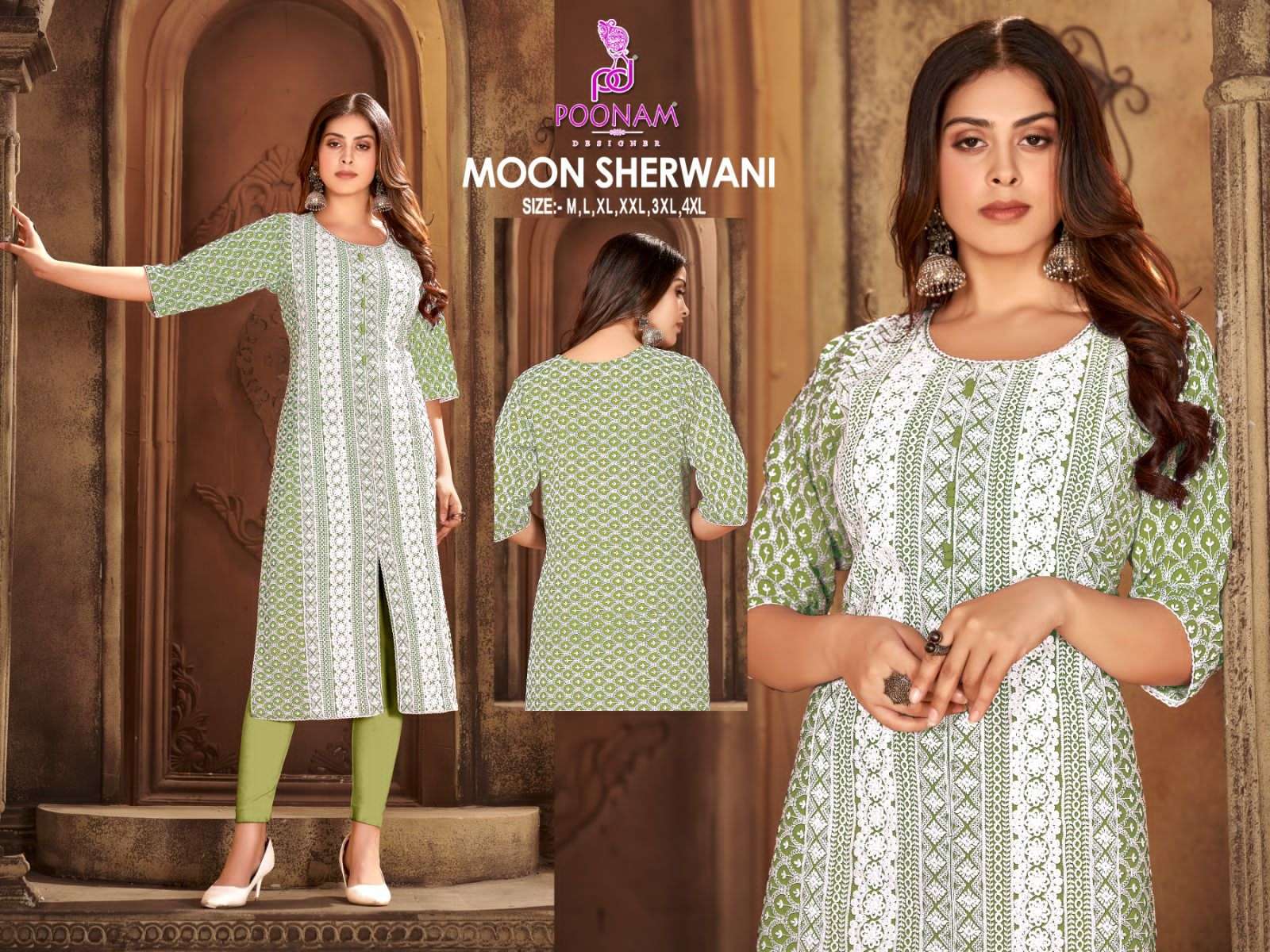 Moon Sherwani By Poonam Designer 1001 To 1008 Series Beautiful Stylish Fancy Colorful Casual Wear & Ethnic Wear Heavy Rayon Kurtis At Wholesale Price