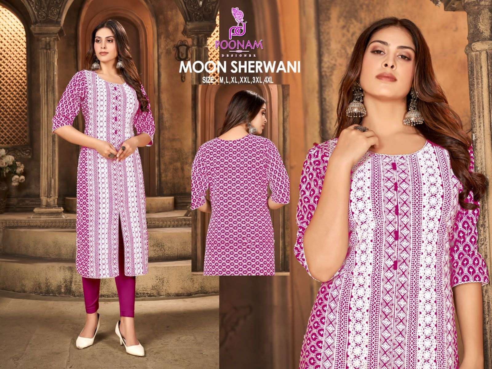 Moon Sherwani By Poonam Designer 1001 To 1008 Series Beautiful Stylish Fancy Colorful Casual Wear & Ethnic Wear Heavy Rayon Kurtis At Wholesale Price