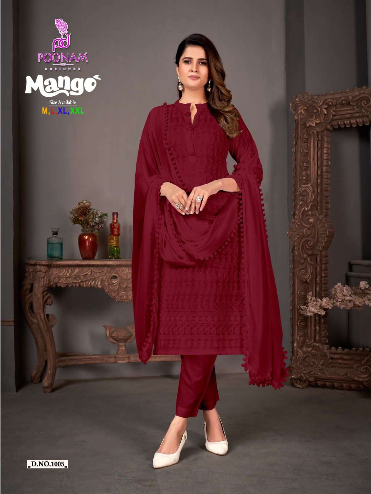 Mango By Poonam Designer 1001 To 1007 Series Beautiful Festive Suits Colorful Stylish Fancy Casual Wear & Ethnic Wear Pure Rayon Embroidered Dresses At Wholesale Price