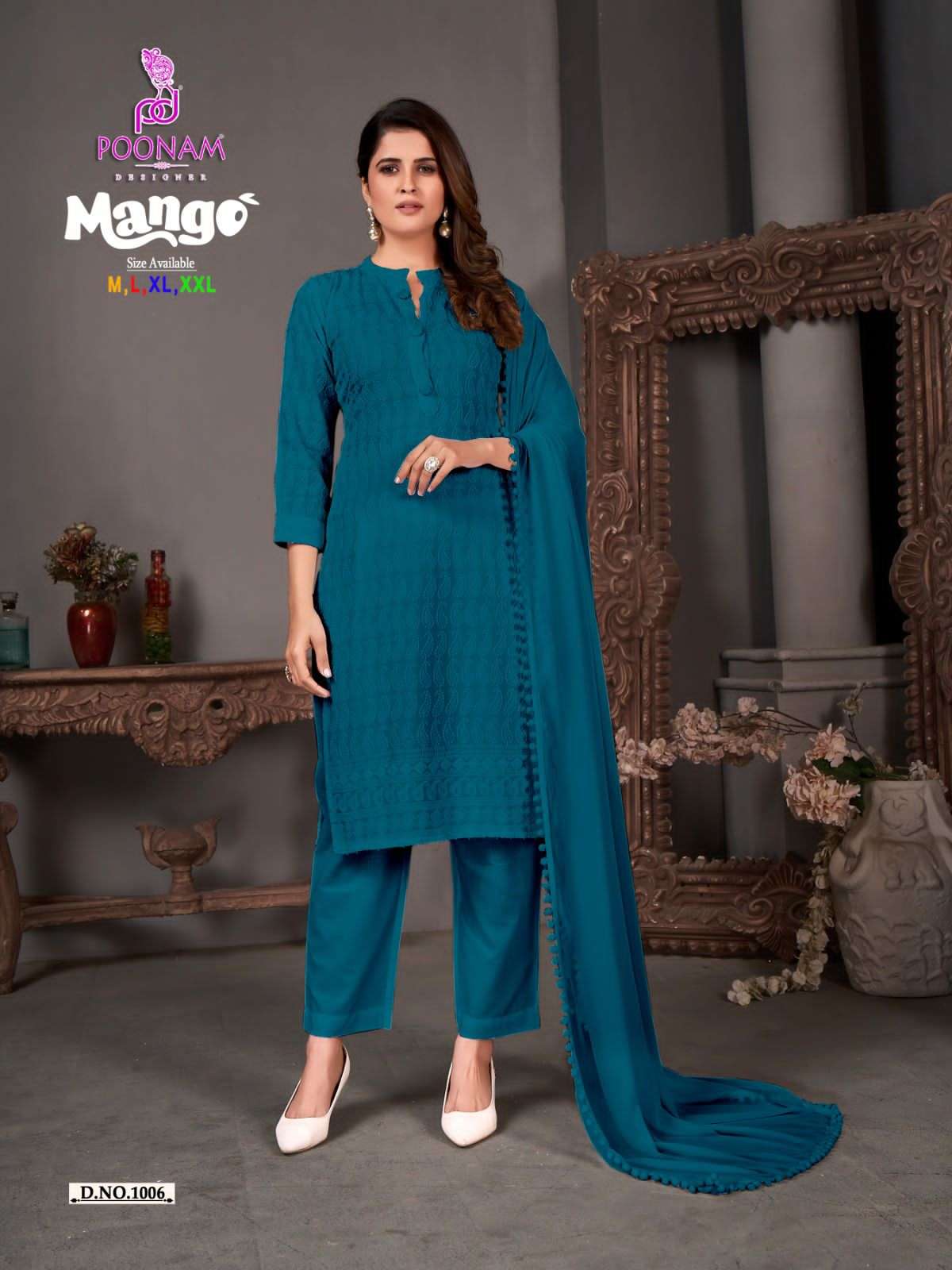 Mango By Poonam Designer 1001 To 1007 Series Beautiful Festive Suits Colorful Stylish Fancy Casual Wear & Ethnic Wear Pure Rayon Embroidered Dresses At Wholesale Price