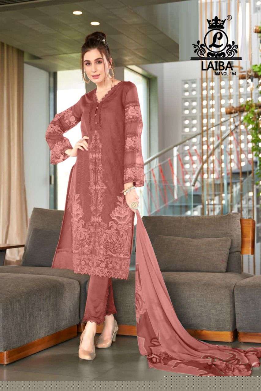 Am Vol-154 By Laiba 154-A To 154-C Series Beautiful Pakistani Suits Stylish Colorful Fancy Casual Wear & Ethnic Wear Pure Georgette Embroidered Dresses At Wholesale Price