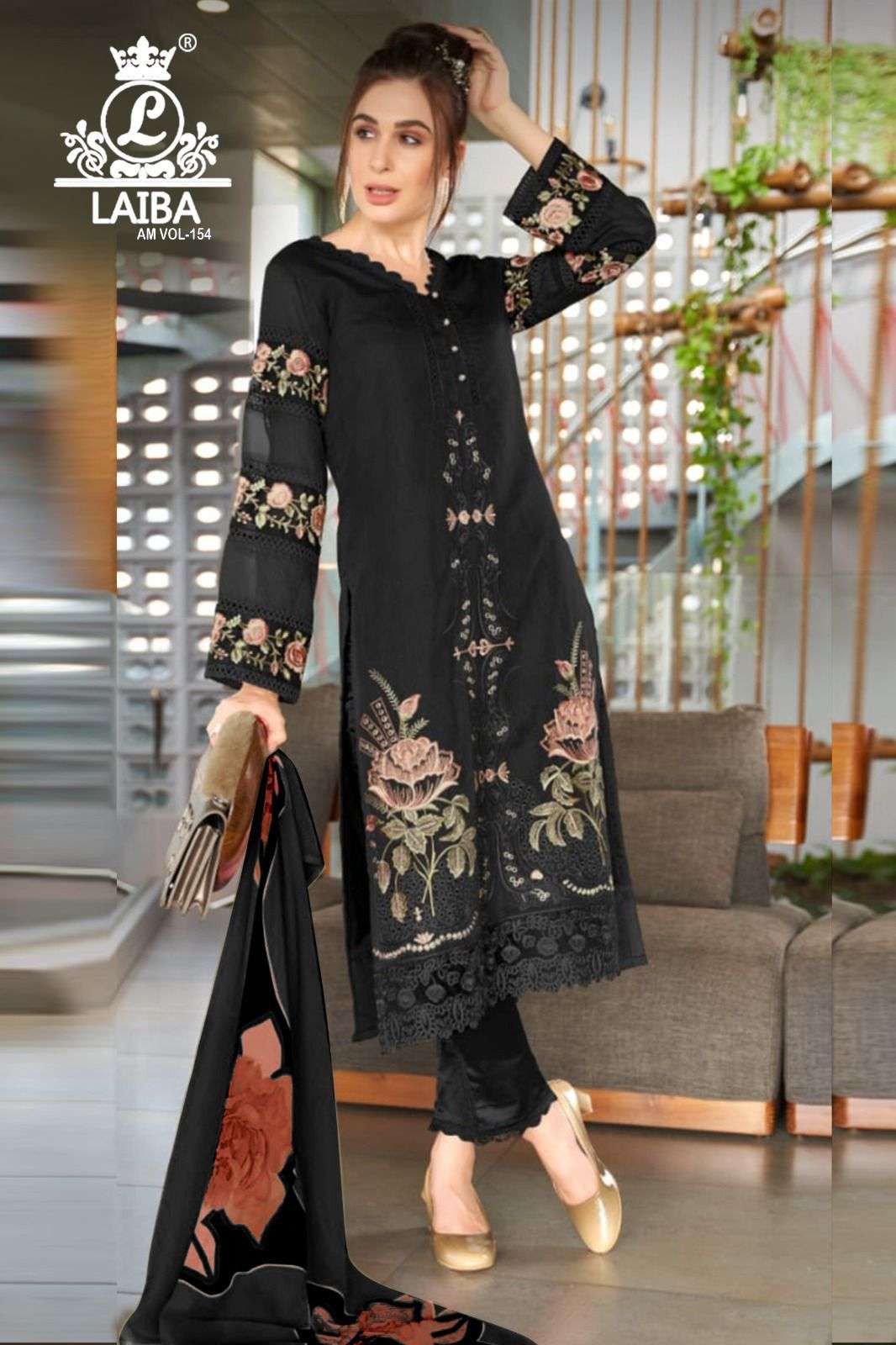 Am Vol-154 By Laiba 154-A To 154-C Series Beautiful Pakistani Suits Stylish Colorful Fancy Casual Wear & Ethnic Wear Pure Georgette Embroidered Dresses At Wholesale Price