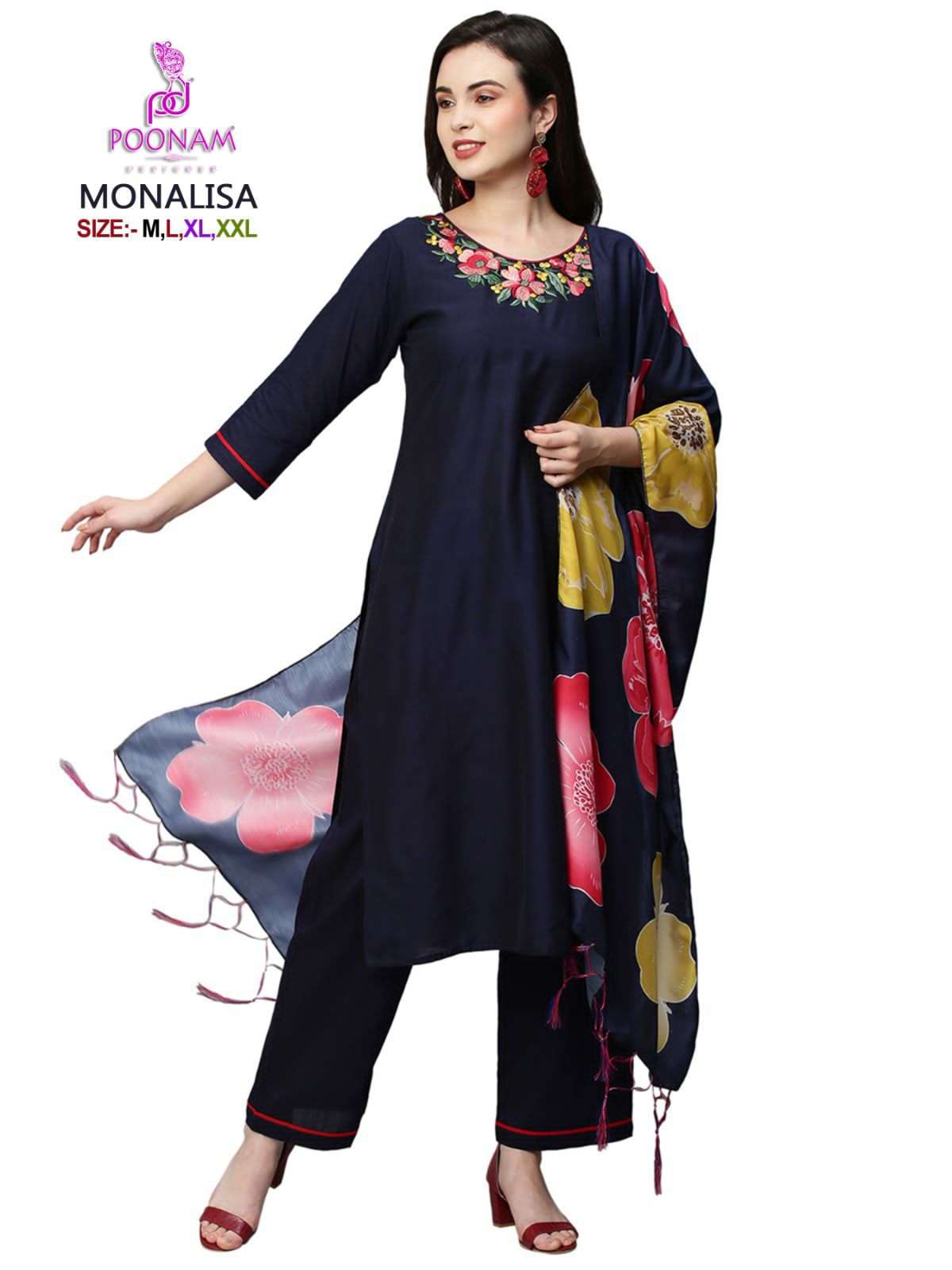 Monalisa By Poonam Designer 1001 To 1005 Series Designer Anarkali Suits Beautiful Fancy Colorful Stylish Party Wear & Occasional Wear Cotton Embroidered Dresses At Wholesale Price