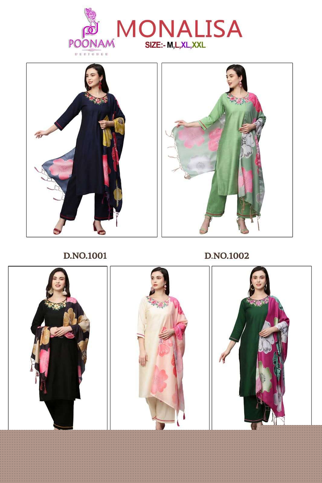 Monalisa By Poonam Designer 1001 To 1005 Series Designer Anarkali Suits Beautiful Fancy Colorful Stylish Party Wear & Occasional Wear Cotton Embroidered Dresses At Wholesale Price