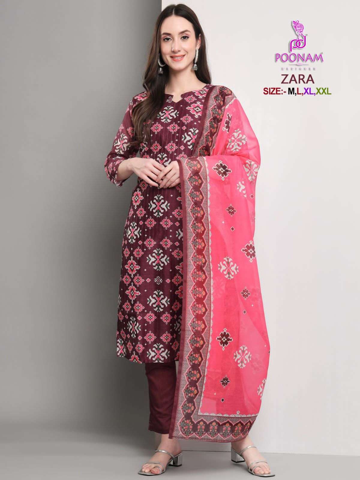 Zara By Poonam Designer 1001 To 1002 Series Designer Festive Suits Beautiful Stylish Fancy Colorful Party Wear & Occasional Wear Modal Chanderi Print Dresses At Wholesale Price
