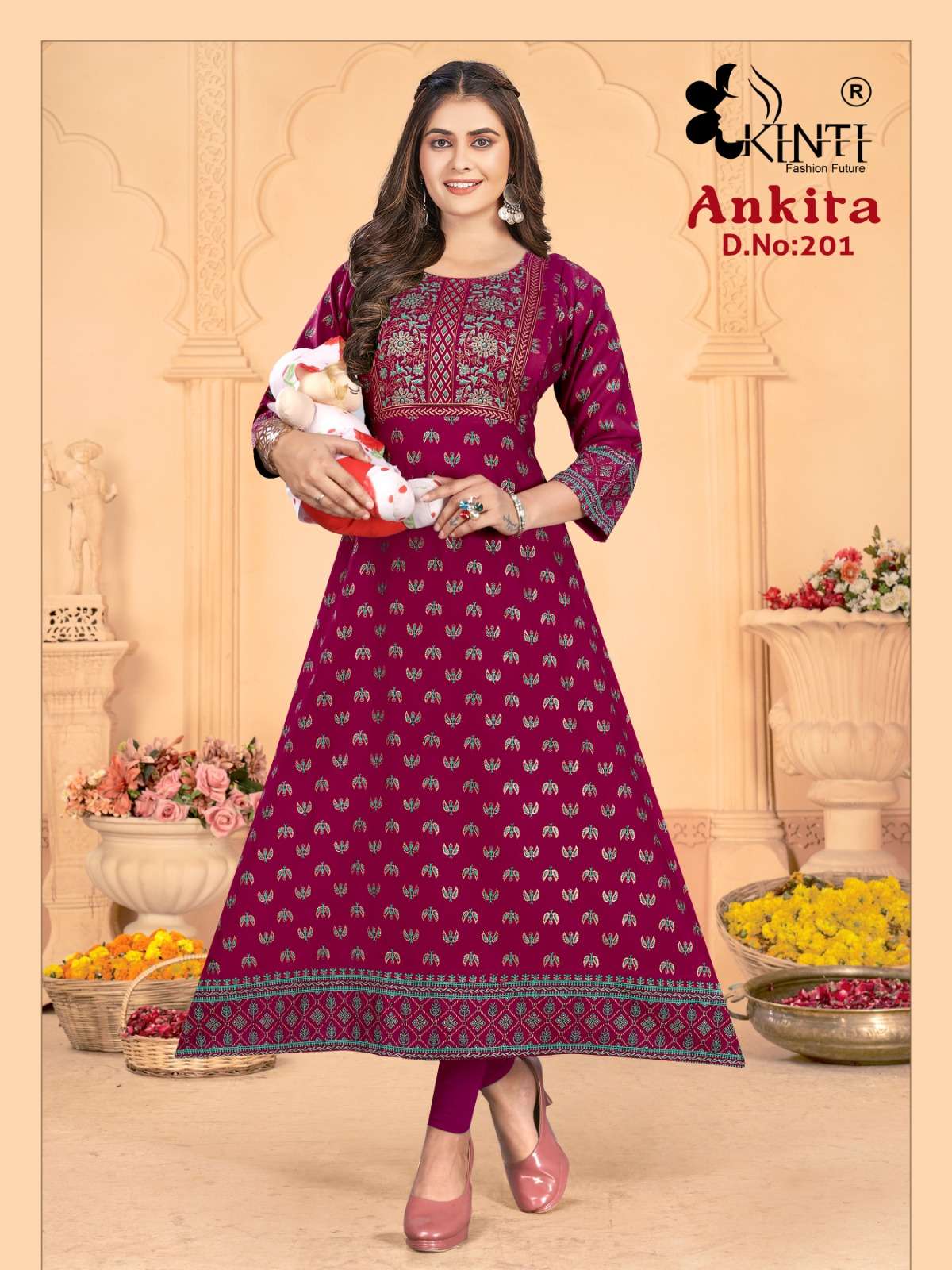 Ankita Vol-2 By Kinti 201 To 208 Series Beautiful Stylish Fancy Colorful Casual Wear & Ethnic Wear Heavy Rayon Print Gown At Wholesale Price