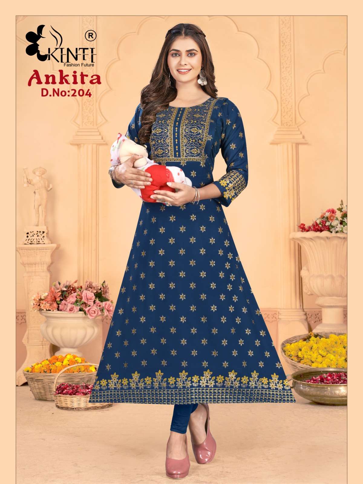 Ankita Vol-2 By Kinti 201 To 208 Series Beautiful Stylish Fancy Colorful Casual Wear & Ethnic Wear Heavy Rayon Print Gown At Wholesale Price