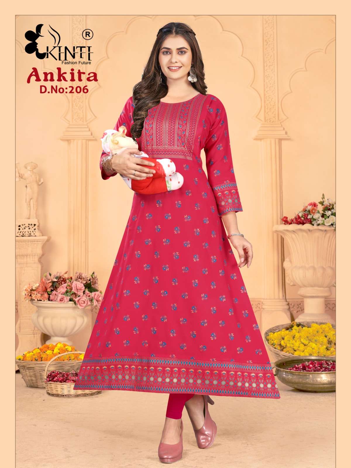 Ankita Vol-2 By Kinti 201 To 208 Series Beautiful Stylish Fancy Colorful Casual Wear & Ethnic Wear Heavy Rayon Print Gown At Wholesale Price