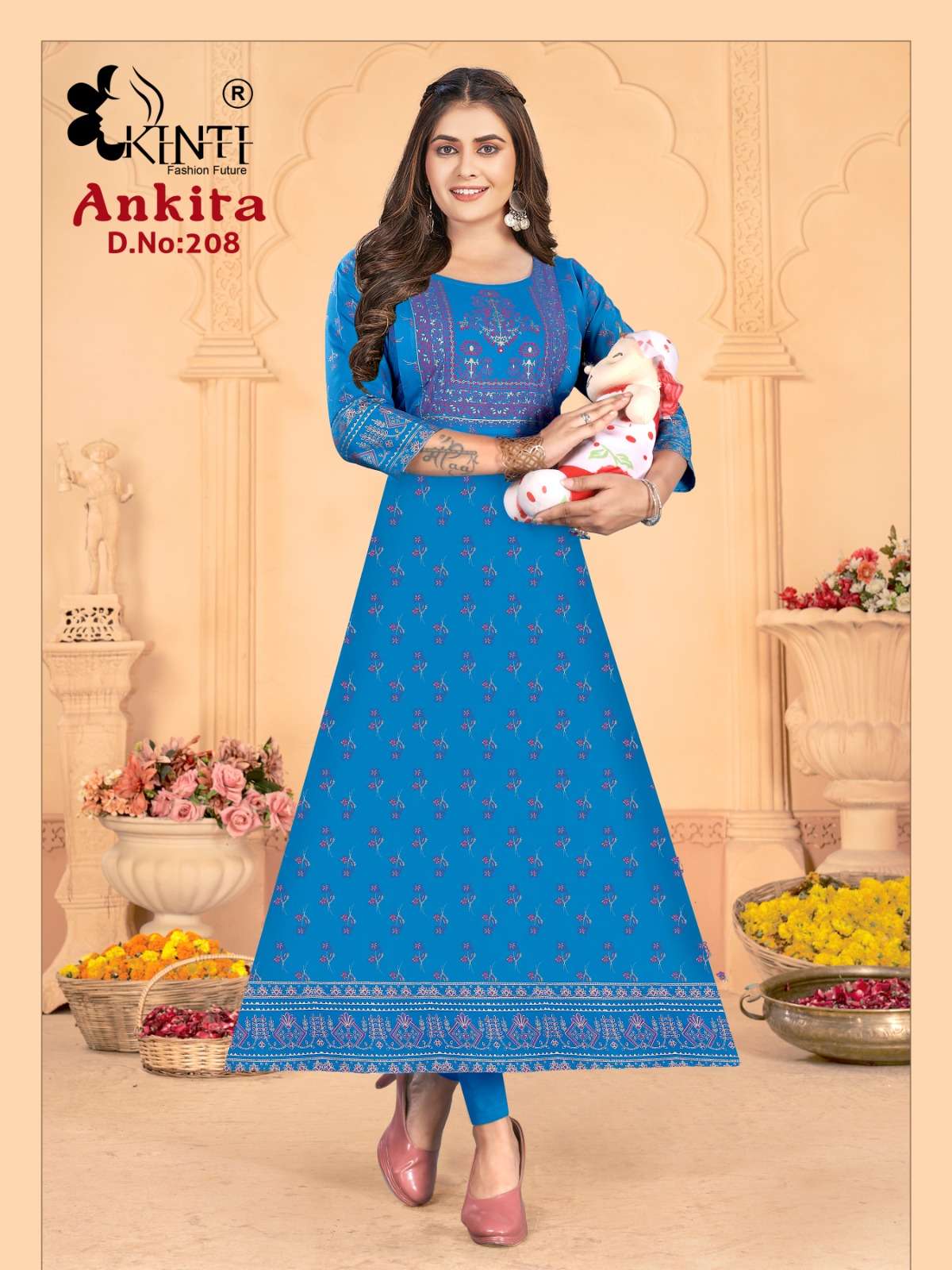 Ankita Vol-2 By Kinti 201 To 208 Series Beautiful Stylish Fancy Colorful Casual Wear & Ethnic Wear Heavy Rayon Print Gown At Wholesale Price