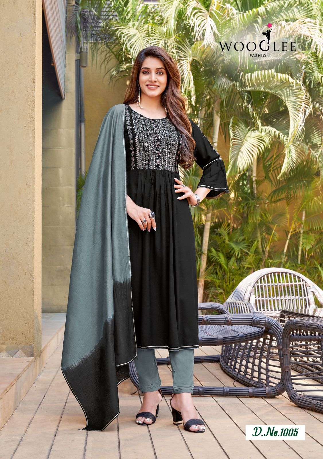 Pritam By Wooglee 1001 To 1006 Series Beautiful Stylish Suits Fancy Colorful Casual Wear & Ethnic Wear & Ready To Wear Rayon With Work Dresses At Wholesale Price