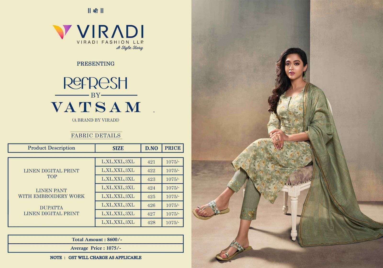 Refresh By Vatsam 421 To 428 Series Beautiful Stylish Festive Suits Fancy Colorful Casual Wear & Ethnic Wear & Ready To Wear Linen Digital Print Dresses At Wholesale Price