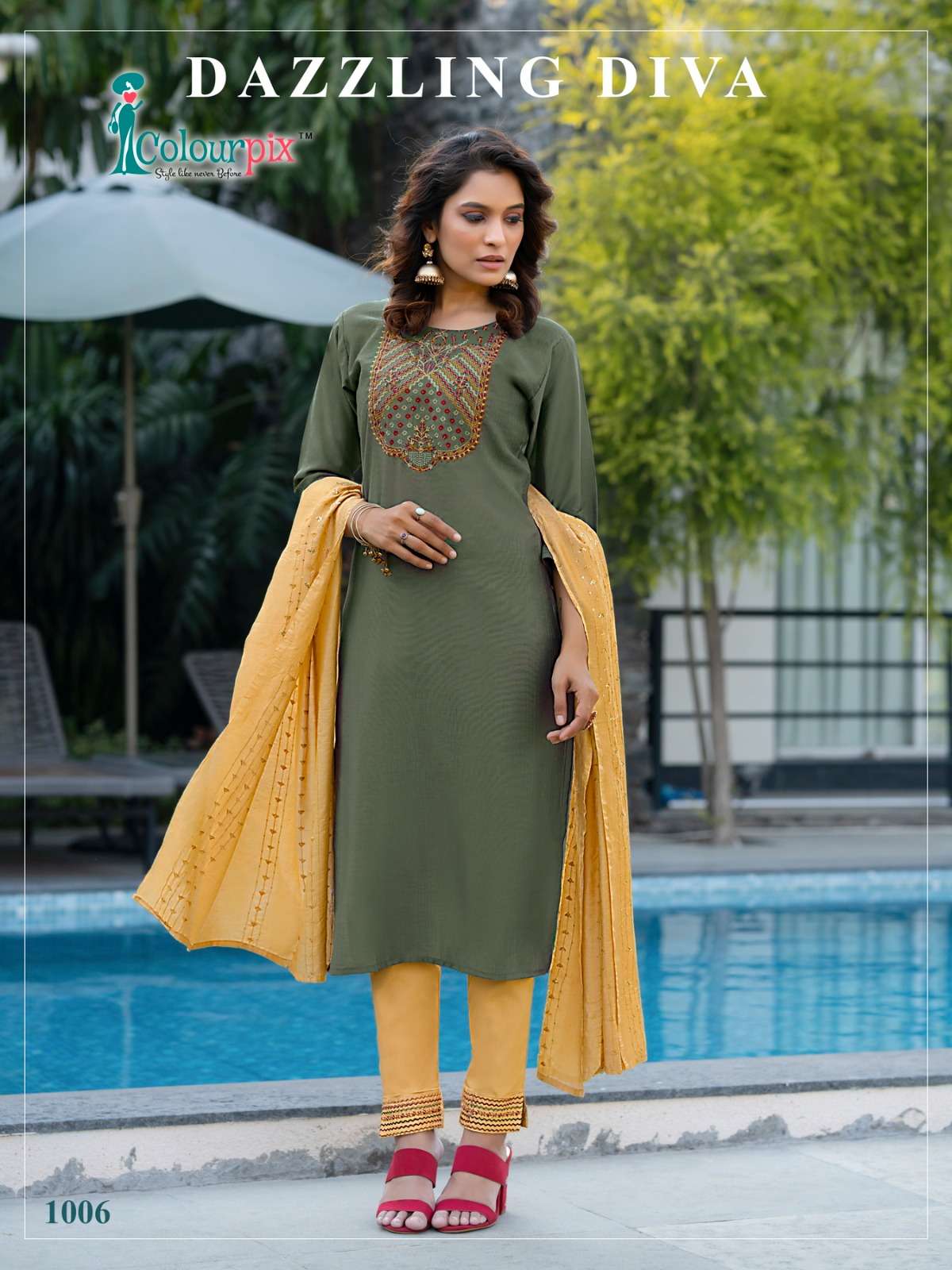 Alveera Vol-1 By Colourpix 1001 To 1006 Series Beautiful Stylish Festive Suits Fancy Colorful Casual Wear & Ethnic Wear & Ready To Wear Viscose Rayon Dresses At Wholesale Price
