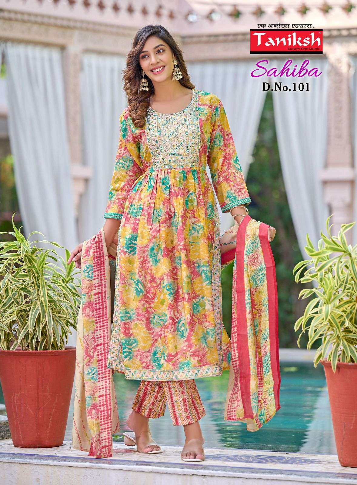 Sahiba By Taniksh 101 To 106 Series Beautiful Stylish Festive Suits Fancy Colorful Casual Wear & Ethnic Wear & Ready To Wear Muslin Print Dresses At Wholesale Price