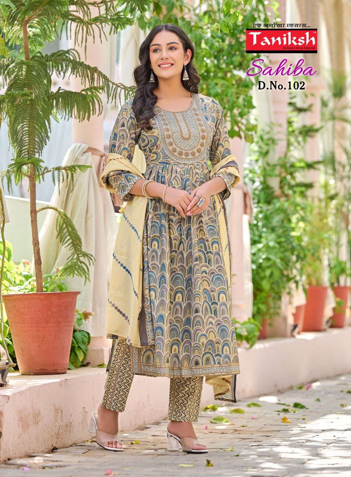Sahiba By Taniksh 101 To 106 Series Beautiful Stylish Festive Suits Fancy Colorful Casual Wear & Ethnic Wear & Ready To Wear Muslin Print Dresses At Wholesale Price