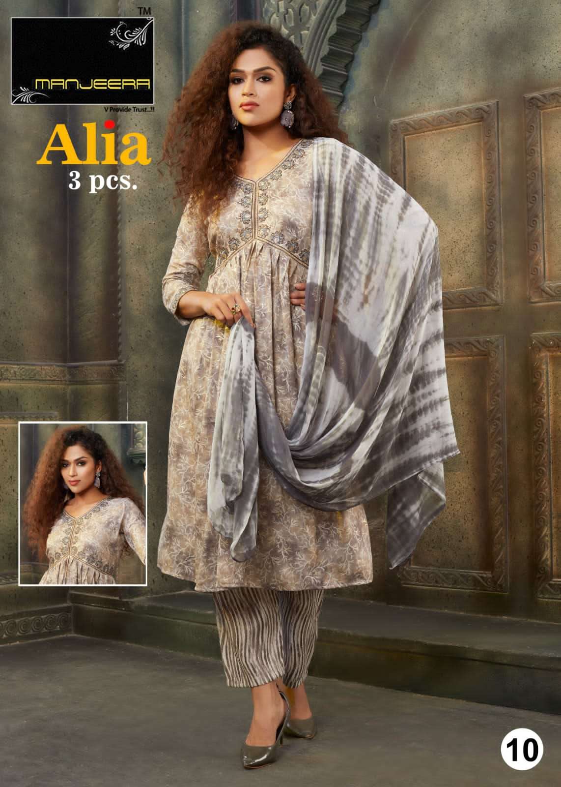 Alia By Manjeera 01 To 10 Series Beautiful Stylish Festive Suits Fancy Colorful Casual Wear & Ethnic Wear & Ready To Wear Capsule Print Dresses At Wholesale Price